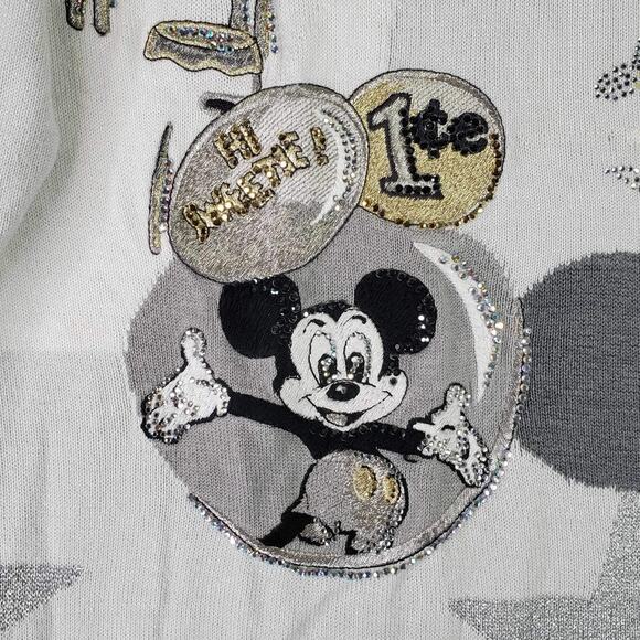 Iceberg Vtg Disney Sweater Mickey Mouse White Pullover Women’s Medium Flaw - Picture 5 of 9